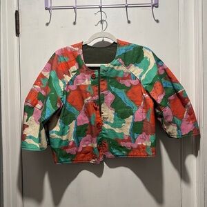 CLARE V Ginette reversible crop jacket